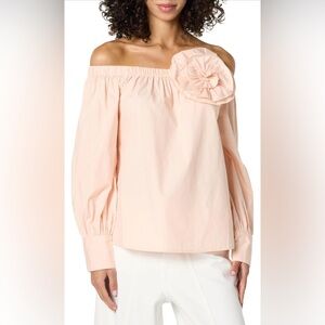 The Drop Womens Ariel 3D Feminine Floral Cotton TopBlouses Size M